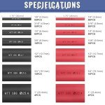 Heat Shrink Tubing Kit - 3:1 Ratio Adhesive Lined, Marine Grade Shrink Wrap - Automotive Industrial Heat-Shrink Tubing - Black, Red - 400 PCS