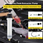 USUNRISE Automotive Fluid Extractor Pump,Oil Change Syringe with Long Hose,Syringe Style Pump for Power Steering Transmission Gear Oil & Brake Fluid Changes, Hand Vacuum Pump 200CC/200ML-3 ProType