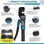 Hydraulic Crimping Tool - 9 Black Oxide Coated Dies & Hard Shell Case Included - Hydraulic Crimper with Heavy Duty Head - Hand Crimper for Electrical Terminal Wire & Battery Lug Crimper