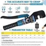 Hydraulic Crimping Tool - 9 Black Oxide Coated Dies & Hard Shell Case Included - Hydraulic Crimper with Heavy Duty Head - Hand Crimper for Electrical Terminal Wire & Battery Lug Crimper