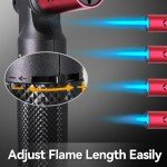 Zoocura 2 Pack Butane Torch Lighter Big Jet Flame Refillable Portable Butane Torch Adjustable Mini Blow Torch for Camping Grill Culinary Soldering Cooking Welding BBQ (Fuel Not Included)