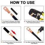 150pcs Battery Cable Ends Awg 2 4 6 8 10 Gauge Wire Connectors,Copper Ring Terminals with Heat Shrink Set,74 pcs Battery Terminal connectors Cable Lugs Ring with 76pcs Heat Shrink Tubing Kit