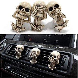 Skull Decor Car Air Freshener Vent Clip Goth Truck Interior Accessories for Men Women Teens Stuff for Jeep Horror Skeleton Cars Scents Halloween Dashboard Decorations Funny Christmas Gifts for Dad