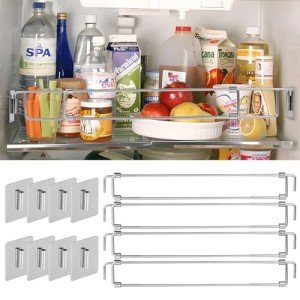 Awelov RV Refrigerator Bars 4 Pcs 12.4"-22.52" Adjustable Stainless Steel RV Fridge Tension Rods RV Shower Corner Storage Bar Rv Accessories for Camper Refrigerator,Kitchen,Cabinet,Bathroom