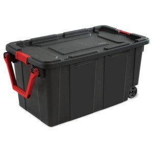 Sterilite 4-Pack Storage Bins with Lids & Wheels, Large Heavy Duty Totes, 40 Gallon, Black