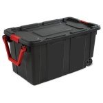 Sterilite 4-Pack Storage Bins with Lids & Wheels, Large Heavy Duty Totes, 40 Gallon, Black