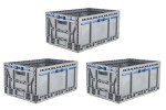 Hudson Exchange 23.62 x 15.75 x 11.81" (15.2 Gallon, 3 Pack) Collapsible Straight Wall Handled Storage Container Tote, Gray