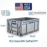 Hudson Exchange 23.62 x 15.75 x 11.81" (15.2 Gallon, 3 Pack) Collapsible Straight Wall Handled Storage Container Tote, Gray