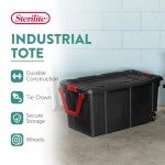 Sterilite 4-Pack Storage Bins with Lids & Wheels, Large Heavy Duty Totes, 40 Gallon, Black