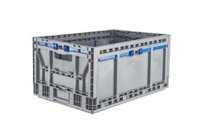 Hudson Exchange 23.62 x 15.75 x 11.81" (15.2 Gallon, 3 Pack) Collapsible Straight Wall Handled Storage Container Tote, Gray