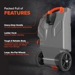 Camco Rhino 28-Gallon Portable Camper/RV Tote Tank - Features Large Heavy-Duty No-Flat Wheels & Built-In Gate Valve - Removable Steel Tow Adapter, 3’ RV Sewer Hose & More RV Accessories (39004)
