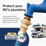 Camco Brass Marine/RV Water Pressure Regulator – Protects RV Kitchen Small Appliances, Plumbing & Hoses – Reduces RV Water Pressure to Safe & Consistent 40-50 PSI – Drinking Water Safe (40055)