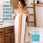 Sand Cloud Turkish Bath Towels for Bathroom, Set of 4 (Fringeless Natural, Extra Large) - Soft Linen Turkish Organic Cotton is Luxurious & Absorbent - Premium Shower & Bathroom Towels Dry Faster