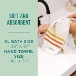 Sand Cloud Turkish Bath Towels for Bathroom, Set of 4 (Fringeless Natural, Extra Large) - Soft Linen Turkish Organic Cotton is Luxurious & Absorbent - Premium Shower & Bathroom Towels Dry Faster