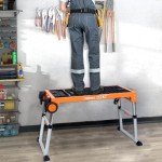 Disston OmniTable Max Heavy Duty Portable Workbench Worktable Scaffold Creeper Dolly with Easy-to-use Adjustable Legs. Table Holds up to 440Lbs