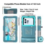 Underwater Snorkeling Diving Phone Case for iPhone 16/15/14/13/12/11Pro Max/XR/XS/X Samsung Galaxy S24/S23/S22/S21, Professional Scuba Dive Waterproof Case Underwater Photo & Video Housing (Teal-Blue)