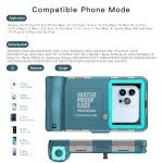 Underwater Snorkeling Diving Phone Case for iPhone 16/15/14/13/12/11Pro Max/XR/XS/X Samsung Galaxy S24/S23/S22/S21, Professional Scuba Dive Waterproof Case Underwater Photo & Video Housing (Teal-Blue)