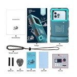 Underwater Snorkeling Diving Phone Case for iPhone 16/15/14/13/12/11Pro Max/XR/XS/X Samsung Galaxy S24/S23/S22/S21, Professional Scuba Dive Waterproof Case Underwater Photo & Video Housing (Teal-Blue)
