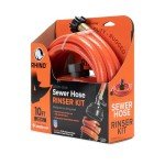 Camco RhinoFlex 10-Ft RV Clean-Out Gray/Black Water Hose with Rinser Cap | Features 4-Way Water Pressure Blaster & Water Shut-off Valve | Great for Cleaning Camper Black Water Tanks & More (22999)