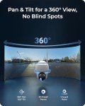REOLINK First 4K Solar Security Cameras Wireless Outdoor, Argus PT 4K+ 6W Solar Panel, 360° Pan Tilt, 8MP Color Night Vision, 2.4/5 GHz Wi-Fi, No Monthly Fee, Home Hub Compatible