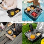 CouchConsole Original Tray - Drinks & Snacks Sofa Caddy with Armrest, Table with Phone Stand- TV Remote Control Storage and Organizer - for Living Rooms, RV, and Cars, Black/Orange