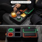 CouchConsole Original Tray - Drinks & Snacks Sofa Caddy with Armrest, Table with Phone Stand- TV Remote Control Storage and Organizer - for Living Rooms, RV, and Cars, Black/Orange