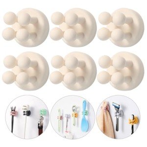 iBetterLife Self-Adhesive Shower Razor Holder - 6Pcs Wall Mounted Hooks Hanger for Clipping & Hanging Toothbrush Towel Loofah Bathroom Kitchen Home Office Dorm Room Essentials Storage Wreath Hook