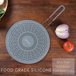 11" Silicone Splatter Screen Pan Cover with Folding Handle, Heat Insulation Cooling Mat, Strainer, Drain Board, Oil Splash Guard for Frying Pan