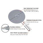 11" Silicone Splatter Screen Pan Cover with Folding Handle, Heat Insulation Cooling Mat, Strainer, Drain Board, Oil Splash Guard for Frying Pan