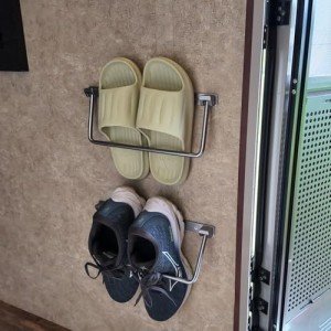 Safoner Foldable RV Shoe Rack- Aluminum Camper Shoe Organizer, Wall-Mounted Shelf, Efficient Holder and Storage Rack for Various Shoes, Essential Travel Trailer Organization Accessories- 2 Packs
