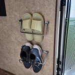 Safoner Foldable RV Shoe Rack- Aluminum Camper Shoe Organizer, Wall-Mounted Shelf, Efficient Holder and Storage Rack for Various Shoes, Essential Travel Trailer Organization Accessories- 2 Packs