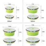 Collapsible Bowls For Camping, Set of 4 Silicone Food Storage Containers with Lids, Rv storage and organization, Rv Kitchen Accessories, BPA Free, Microwavable, Freezer, Dishwasher Safe Green