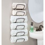 mDesign Metal Towel Shelves – Towel Rack for The Bathroom with 6 Compartments – Practical Bathroom Accessories for Both Large and Small Towels – Bronze