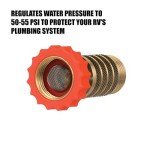 Valterra A01-1122VP RV Hi-Flow Water Regulator, Lead-Free Brass Hi-Flow Water Regulator for Camper, Trailer, RV Plumbing System, 50-55 psi