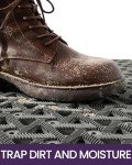 DEXI Front Door Mat Outside Entrance, 24x36 Rubber Doormat, Stain Resistant, Low Profile, All-Season Weather Dirt Trapping, Waterproof Easy Clean Mats, Grey