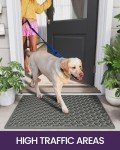 DEXI Front Door Mat Outside Entrance, 24x36 Rubber Doormat, Stain Resistant, Low Profile, All-Season Weather Dirt Trapping, Waterproof Easy Clean Mats, Grey