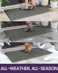 DEXI Front Door Mat Outside Entrance, 24x36 Rubber Doormat, Stain Resistant, Low Profile, All-Season Weather Dirt Trapping, Waterproof Easy Clean Mats, Grey