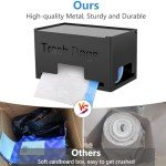 STWWO Large Trash Bag Holder Dispenser, Metal Garbage Bag Dispenser Roll Holder, Kitchen Trash Bag Organizer for Under Sink, Wall Mounted or Freestanding, Black