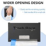 STWWO Large Trash Bag Holder Dispenser, Metal Garbage Bag Dispenser Roll Holder, Kitchen Trash Bag Organizer for Under Sink, Wall Mounted or Freestanding, Black