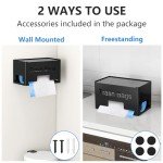 STWWO Large Trash Bag Holder Dispenser, Metal Garbage Bag Dispenser Roll Holder, Kitchen Trash Bag Organizer for Under Sink, Wall Mounted or Freestanding, Black