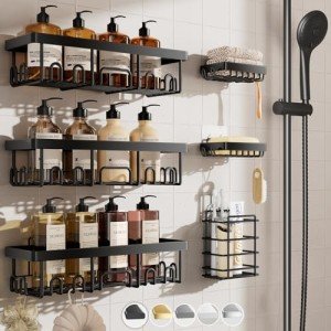 Veken Rustproof Shower Caddy 6-Pack for Home