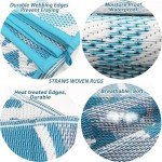 Patio Rugs Outdoor 9x12 Clearance Waterproof Navy Blue Outdoor Rugs Camping Rugs for Outside Your Rv Plastic Straw Rug Boho Outdoor Mat Stain Resistant Outdoor Carpet Waterproof for Deck,Camping,Pool…