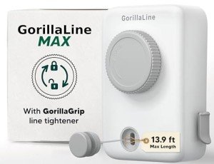 GorillaLine Max - Retractable Clothesline Indoor Outdoor Clothes Line - Heavy Duty Clothes Drying Laundry Line - Wall Mounted Drying Rack - Air Dry Clothing - Max Tighten with GorillaGrip