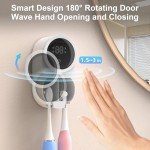 Biodzzs Toothbrush Holder and Cleaner for Bathroom Light Cleaning Fan Drying Round in Circle Automatic Rotating Cover Wall Mounted Smart Home Gadgets (01 White)
