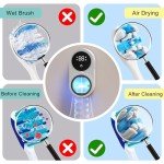 Biodzzs Toothbrush Holder and Cleaner for Bathroom Light Cleaning Fan Drying Round in Circle Automatic Rotating Cover Wall Mounted Smart Home Gadgets (01 White)