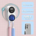 Biodzzs Toothbrush Holder and Cleaner for Bathroom Light Cleaning Fan Drying Round in Circle Automatic Rotating Cover Wall Mounted Smart Home Gadgets (01 White)