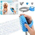 Aquapaw Dog Bath Brush Pro – Sprayer & Scrubber in One – Indoor/Outdoor Pet Grooming Tool for Long & Short Hair – Includes Hose & Shower Attachment