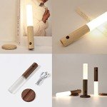 Night Light Motion Sensor, for Kids Toddler Baby Nursery, Magnetic Rechargeable LED Wall Lamp, Portable Wooden Wall Sconce, Battery USB Touch, for Bedrooms Corridors Stairs Bathroom