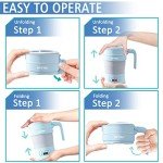 HYTRIC Travel Electric Kettle, 700ML Foldable Small Electric Kettle BPA-Free, Portable Kettle with Multifunctional Panel, Collapsible Hot Water Kettle with Keep Warm & Delay Start, 110V Blue