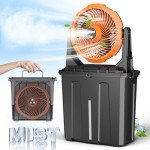 Ausic 9L Bucket Portable Misting Fan for Outdoors Patios, 30000mAh Rechargeable Battery Operated Camping Fan, 3 Strong Winds, 3 Large Spray Outlets, for Fishing/Travel/Garden Party/Golf/Tent/Office